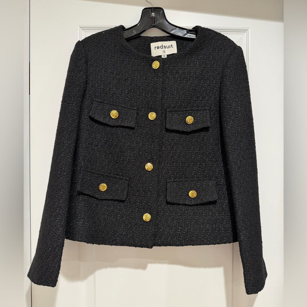 Redsuit Black Tweed Jacket with Gold Buttons size M